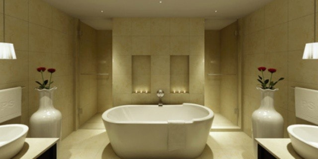 limestone bathroom